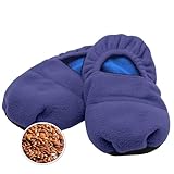 Fishtec - Beheizte Hausschuhe für Mikrowellen und blaue Fleece-Taschen - Größe 41/45 Unisex - Wärmeerhaltende Bequeme Hausschuhe - Duftende Leinsamen und Lavendelsamen