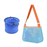 2 Stück Faltbare Sandspielzeug set, Strandspielzeug Tasche Groß, Faltbare Strandtaschen, Faltbare Strandfässer und Strandspieltaschen, Ideal für Familienurlaub am Strand und Schwimmbad