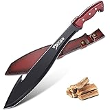 JASON Machete Survival Großes Outdoor Messer Feststehend mit Holzgriff Bushmesser Jagdmesser mit PU Scheide Großes Bushcraft Messer für Outdoor Aktivitäten