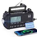 Kurbelradio DAB/UKW, Tragbare Solar Radio mit LED Taschenlampe & Leselicht, DAB+/FM Dynamo Radio IPX4, 5000mAh Wiederaufladbare Notfall Radio und SOS-Alarm Geeignet für Wandern, Camping, Outdoor
