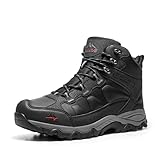 NORTIV 8 Herren Trekkingschuhe Wanderschuhe Outdoorschuhe Wanderstiefel Wasserdicht Hiking Boots Kletterschuhe Bergsteigen Klettern Wandern Schuhe,Size 43,Schwarz-Leder,NMUMHB2501