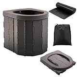 KINSPORY Campingtoilette, Mobile Toilette, Trenntoilette, Tragbare Toilette für Draußen oder Drinnen,faltbares Töpfchen für Autocamping (Schwarz ohne Deckel)