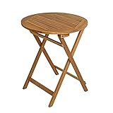 ESTEXO Balkontisch Klapptisch Holztisch Ø 60 cm Gartentisch Tisch Akazie Beistelltisch klappbar Gartenmöbel