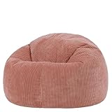 Icon Kingston Sitzsack Cord, Hellrosa, Sitzsack Erwachsene mit Füllung, Bean Bag, Cord Sessel, Lounge Sessel, Lounge Stuhl, Schlafzimmer, Wohnzimmer, Wohnzimmer Möbel
