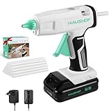HAUSHOF Akku Heißklebepistole 20 V, Elektrische Klebepistole mit 20 Klebesticks, 120 s Schnelle Aufheizung, Kleberabgabe≥ 12 g/Minute, Schnelle Klebstoffabgabe, für Handwerk, mit Ladegerät