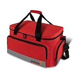 PULOX Erste-Hilfe Notfalltasche inkl. Füllung - Große, professionelle Sanitätstasche für Rettungsdienst und medizinisches Personal in Rot/Gefüllt