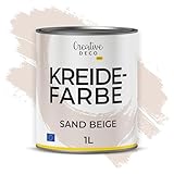 Creative Deco Beige Kreidefarbe 1000 ml | Möbellack, Möbelfarbe ohne Schleifen | Für Landhaus, Vintage-Stil, Decoupage, Möbel-Renovierung | Matt Abwaschbar | Wisch- und Gradient-Effekt möglich