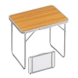 WOLTU Campingtisch Klapptisch Reisetisch mit Griff, 70x50x60cm(LxBxH) zusammenklappbar Gartentisch aus Alu und MDF für Picknick Strand im Freien, Eiche