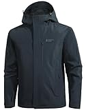 Pioneer Camp Herren Regenjacke Wasserdicht Atmungsaktiv Outdoor Jacke Mit Kapuze 4 Taschen Marine L