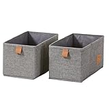 LOVE IT STORE IT Premium Schubladenbox 2-teilig - Organizer für den Kleiderschrank aus Leinen - Verstärkt mit Karton - Set mit zwei kleinen Boxen - Grau - 15x30x15 cm