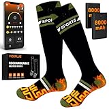 Beheizbare Socken Beheizte Socken,Heizsocken Skisocken 5v 8000 mAh Wiederaufladbare Warme Socken Fußwärmer mit APP-Steuerung Warme Winter Socken Männer Frauen