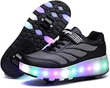 HUSKSWARE Kinder Sneaker Jungen Mädchen Sneaker 2 Räder Party Geburtstag Weihnachten, Schwarz 39