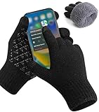 YESWEL Handschuhe Herren,Warm Winterhandschuhe Damen,Thermohandschuhe mit Fleece Futter,rutschfeste Touchscreen Strickhandschuhe,für Outdoor Aktivitäten wie Laufen,Radfahren und Skifahren（Schwarz