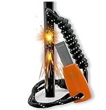 aZengear Feuerstahl, Camping-Feuerstarter aus Feuerstein und Stahl, 10mm XL Ferro Rod, Paracord, wasserdichtes Bushcraft Outdoor-Survival-Set