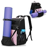 GOBUROS Yogamatten-Tasche mit Mattenhalter, Yogamatten-Tragerucksack mit Ladeanschluss und gepolsterten Schultergurten (Grau)