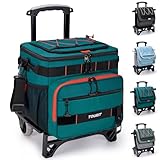 TOURIT Kühlbox Zusammenklappbare, auslaufsichere, isolierte, rollende 48-Kanister mit geländegängigem Wagen, verbesserter Ausstattung und neuen Rädern, geeignet für Strand, Picknick, Einkaufen Grün