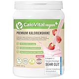 Hochkalorische Trinknahrung Vegan Kalorien Shake zum zunehmen | Astronautennahrung Trinkmahlzeit mit Kohlenhydrate Protein Vitamine & Mineralstoffe Hochdosiert | CaloVital (500 g, Erdbeere)