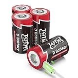 4 Stück 1.5V Wiederaufladbare D 6000mWh Wiederaufladbare Lithium D-Zellen Batterien USB Typ C Ladekabel LR20 Ersatzbatterie für Taschenlampe