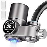 MILFECH Wasserfilter Wasserhahn mit LED Anzeige, Wasserfilter Trinkwasser mit LED Anzeige, 2 Filter, UV-Blaulicht für Küche