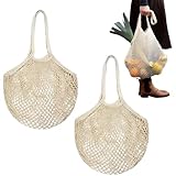 FeiOne 2 Stück 100% Baumwoll Einkaufsnetz, Sandspielzeug Tasche, Netztasche Sandspielzeug Wiederverwendbar, Sandspielzeug Tasche Netz, Netzbeutel für die Aufbewahrung von Obst und Gemüse