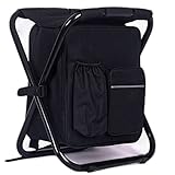 HANERDUN tragbarer Rucksackstuhl Faltbarer Angelstuhl Sitzrucksack Klapp Campingstuhl Hocker Rucksack mit Stoffkühltasche, geeignet für Outdoor-Wanderungen, Strandangeln, Camping