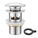 Ibergrif Messing Ablaufgarnitur mit Überlauf Universal 41-50 mm Pop-up Abflussstopfen Chromadapter Wasserdicht Anti Verstopfung, M20502