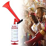 Air Horn, Afenau Handgriff Airhorn, Wiederverwendbare Signalhorn, Tröte zum Anfeuern, Tragbar, Leistungsfähig und Laut, Tröten für Fußballplätze, Stadien, Partys (Rot)