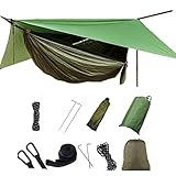 Outdoor Hängematte mit Moskitonetz und Regenfliege Schnell Trocknende Fallschirm Nylon Camping Hängematte Zelte für Camping Rucksackreisen Wandern