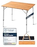KingCamp Campingtisch Bambus Klapptisch höhenverstellbar für 4-6 Personen Campingtisch klappbar 4 Falten mit Tragetasche belastbar bis 80 kg,100 x 65 cm,L