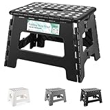 HEIMWOHL Robuster Tritthocker Klappbar, Schwarz Faltbarer Hocker, 22cm für Kinder & Erwachsene, Belastbar bis 150 kg, Klapphocker mit rutschfestem Design, Ideal für den Einsatz im Badezimmer