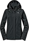 Schöffel Damen Jacket Gmund L, wind- und wasserdichte Regenjacke, atmungsaktive Outdoor Jacke, Wanderjacke mit verstaubarer Kapuze, black, 42