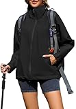 Durio Regenjacke Damen Wasserdicht Leicht Atmungsaktive Windbreaker Jacke mit Kapuze Fahrradjacke Fahrrad Sport Outdoorjacke für Frauen M Schwarz