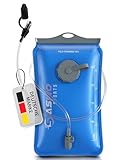 SASMO Sports® Trinkblase 2l mit 2 Öffnungen | materialverstärkte,reißfeste Trinkblase | Trinksystem für Rucksack mit Trinkschlauch, extralang - 100cm | für Wandern & Outdoorsport