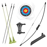 VALYPANOR Bogenschießen Recurve Bogen und Pfeil Jugendbogen Set, Bogenschießen Anfänger Geschenk mit 4 Pfeile 5 Ziel Gesicht,Ideal für Kinder 8 bis 15 Jahre,Outdoor Sport Spiel Langbogen