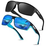 Ollrynns Sport Sonnenbrille Herren 2 Stück Polarisierte Sportbrille für Herren Damen zum Angeln Fahrrad Golfen Laufen UV400 Schutz