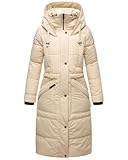 MARIKOO Damen Wintermantel Warmer Steppmantel lang mit Kapuze Ayumii Creme Gr. L
