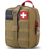 JUSPRO Medizinische MOLLE Taktische Tasche, EMT Erste Hilfe IFAK Rip-Away Utility Pouch für Camping, Jagd, Wandern, Zuhause, Auto und Abenteuer (Rot+Braun)