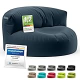 Green Bean Sitzsack Sofa mit Füllmaterial - Lounge im Sitzsack-Design 90x50cm mit ergonomischer Rückenlehne & waschbarem Bezug - Indoor und Outdoor geeignet in Dunkelblau