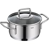 Silit Extra Cook, Bratentopf 16 cm mit Glasdeckel, Innenskalierung, breiter Schüttrand, hochwertiger, spülmaschinenfester Crominox-Edelstahl, Kochtopf klein, optimale Wärmeverteilung, Induktion