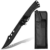 Plys Klappmesser Groß 14cm Scharfes Taschenmesser: Holzgriff Outdoor Messer mit Aufbewahrungstasche 440c Stahl Jagdmesser Schwarz