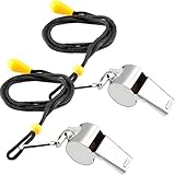 JOOTUEPO 2 Stück Edelstahl Sportpfeifen, Schiedsrichter pfeifen mit Schlüsselband, lauter klarer Klang, Trillerpfeife ideal für Schulsport/Fußball Schiedsrichter/Sportunterricht/Hundetraining