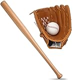 25'' (63.5cm) Aluminium Baseballschläger mit 9'' Softball Sportschläger Linker Hand Handschuh Leichtgewicht Sport Training Baseball Set Slugger Training Jugend Erwachsene Outdoor Spielstöcke