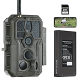 GardePro E8P Max Wildkamera WLAN, Wiederaufladbare 8000mAh Akku, Integrierte SD Karte, 64MP 1296P, E8PMB Wildtierkamera mit bewegungsmelder nachtsicht, Handyübertragung