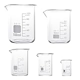 EMNIMQ 5stk Becherglas 100ml 50ml 25ml 10ml 5ml Becherglas Messbecher Labor Becherglas Set Glas Becherglas Borosilikatglas Bechergläser 50ml für Labor Laborglas Hitzebeständig Labor Messbecher Glas