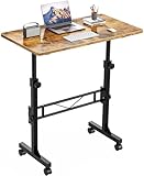 Höhenverstellbarer Schreibtisch mit Rollen, Tisch Computertisch Schreibtisch Höhenverstellbar Stehpult für Walking Pad Laufband für Zuhause, PC Tisch Klein für Home Office, 80 x 40 cm, Vintagebraun