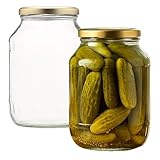 Devitre 2 große Einmachgläser 1700 ml Vorratsgläser mit Deckel und Etiketten