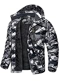 KEFITEVD Winter Jacke Herren Comouflage Übergangsjacke Warm mit Kapuze Schneejacke Tarnmuster Herbstjacke Männer Windjacke mit Reißverschluss Tarn XL