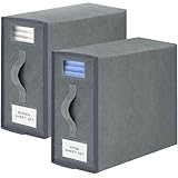 Eurhomewit Bettwäsche Aufbewahrung, Bettwäsche Organizer Faltbar für Bettbezüge, Aufbewahrung Bettwäsche mit Fenster und Griffen, Organizer Bettwäsche für Bettlaken, 2 Stück (Queen/King-Size)- Grau