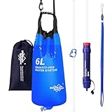 Membrane Solutions Gravity Wasserfilter Outdoor, 6 L Wasserbeutel Camping, Filtergenauigkeit bis zu 0,1 Mikron, Entfernt 99,9999% E.Coli, BPA-frei, für Notfälle, Wandern, Reisen