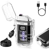 Bistfy Elektrisches Feuerzeug Mit Digitalem Bildschirm - USB Wiederaufladbar, Dual Arc Flammenlos Plasma, Wasserdicht & Winddicht für Camping, Wandern, Outdoor Survival Kits